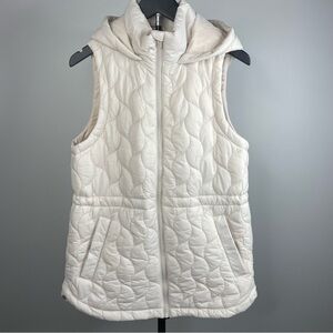 Vively Women's Cream Quilted Hooded Vest size Medium